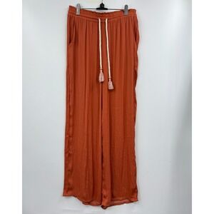 Joie Pants Womens Pull On Drawstring Wide Leg‎ Orange Boho Beach Size Medium
